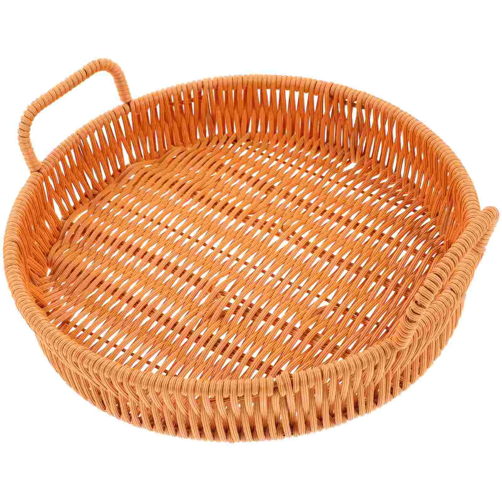 

Rattan Storage Tray Round Woven Basket Fruits Baskets Natural Multifunction Bread Serving