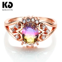 kogavin rings for women crystal pink blue crystal rings anillos female simple design anillos mujer rings party wedding gift