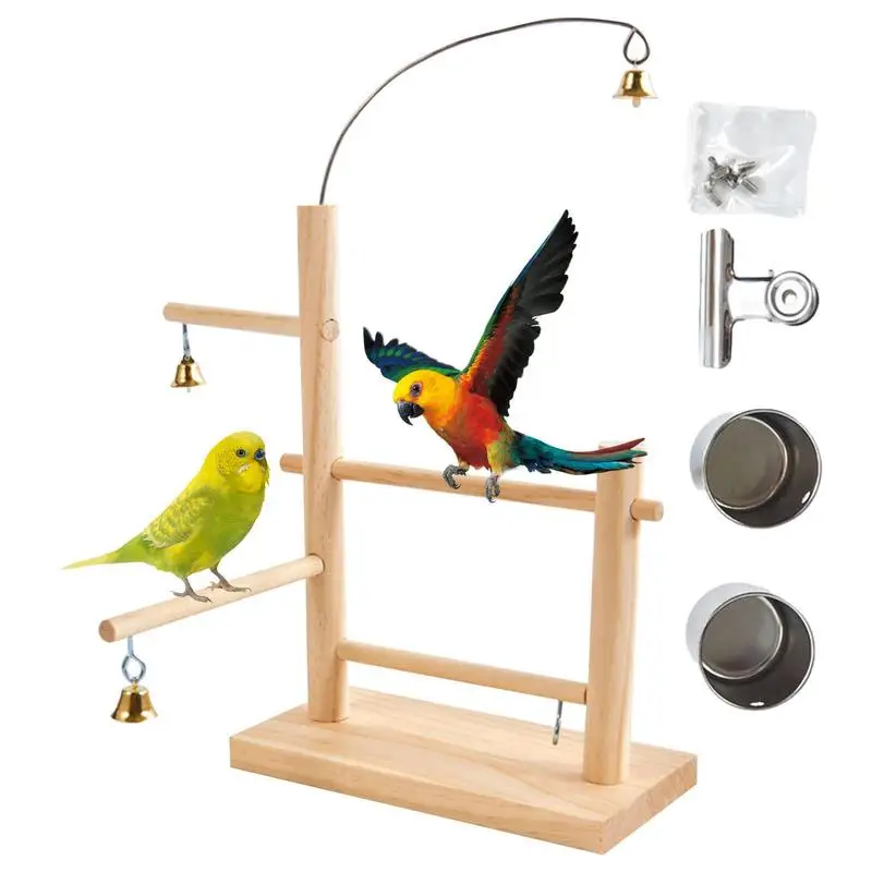 

Tabletop Bird Play Stand Bell Design Bird Play Gym Parrot Perch Bird Cage Toys Parrot Exercise Wood Bird Perch Parrot Bird Perch