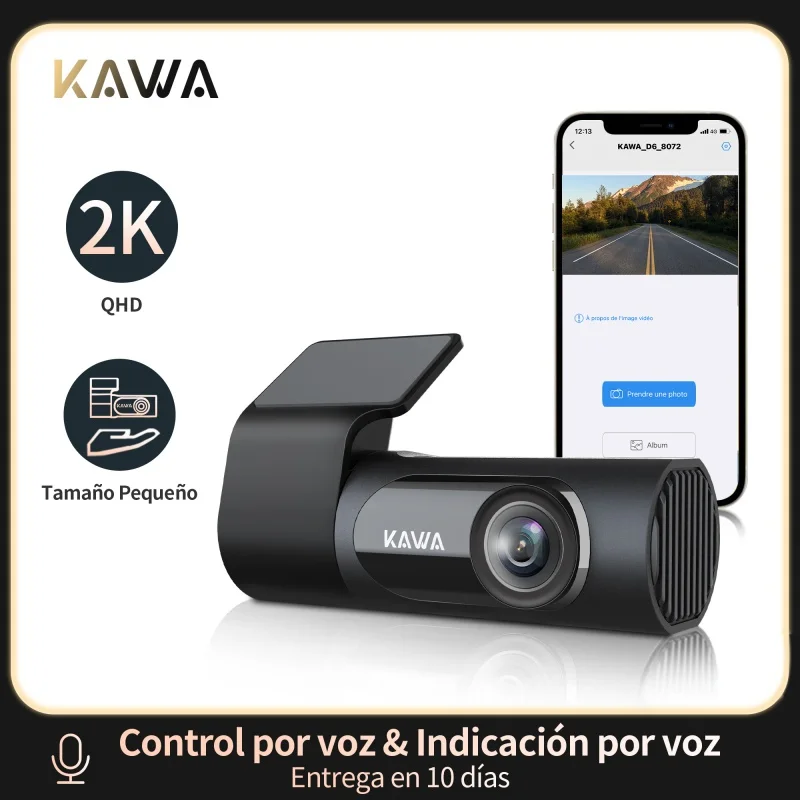 

KAWA 2K 1440P HD WiFi Dash Cam for Car DVR Camera Video Recorder Auto Night Vision WDR Voice Control Wireless 24H Parking Mode