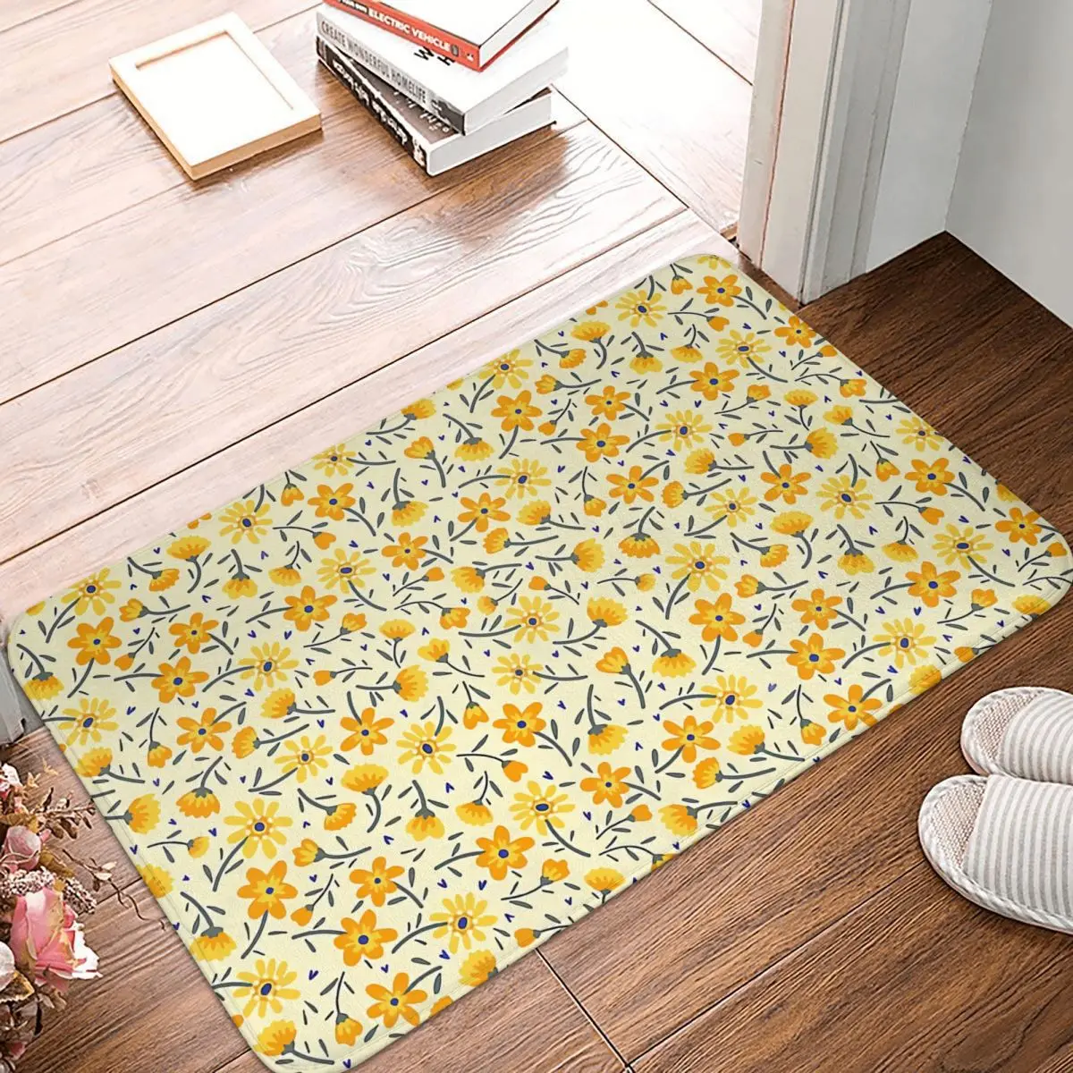 

Wildflower Bedroom Mat Small Yellow Flowers Pattern Doormat Kitchen Carpet Entrance Door Rug Home Decoration