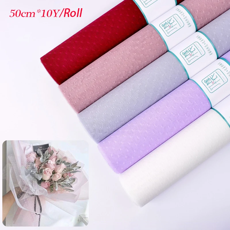 

Korean Flower Wrapping Mesh Paper Dot Floral Bouquet Gift Packaging Materials DIY Craft Net Paper Florist Supplies 50cm*10Y