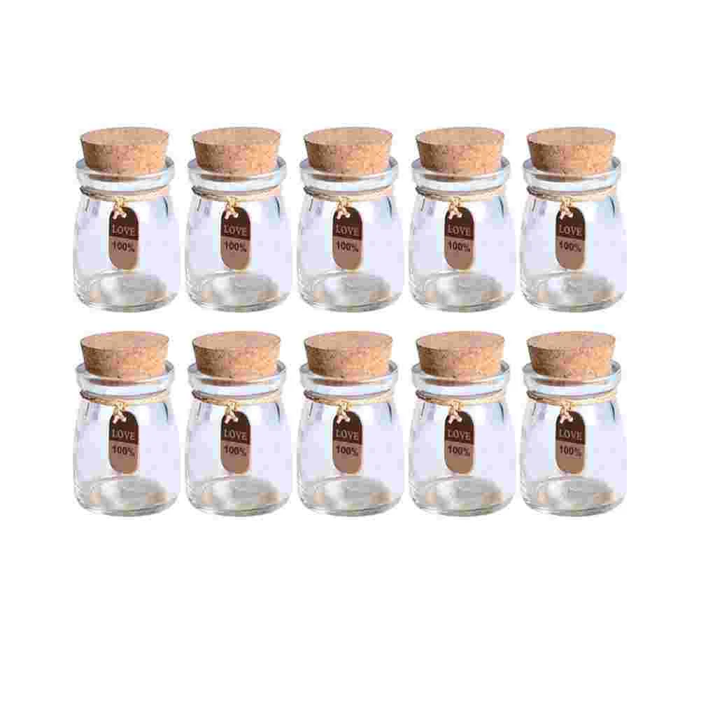 

10pcs 100ml Glass Jars with Cork Lids DIY Wishing Bottle Wedding Favors Apothecary Jars Honey Pot Bottles Pudding Glass Bottle