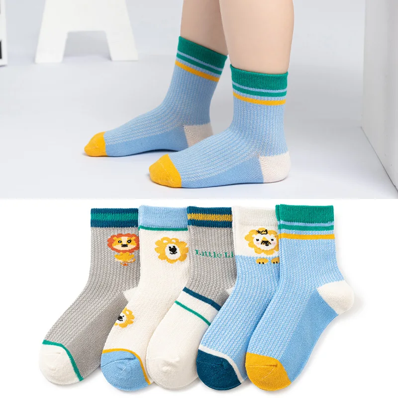 

5 Pair Summer Baby Boy Socks Breathable Cotton Mesh Kids Socks Cute Cartoon Children Socks Girls Short Tubes Socks for 1-12Y