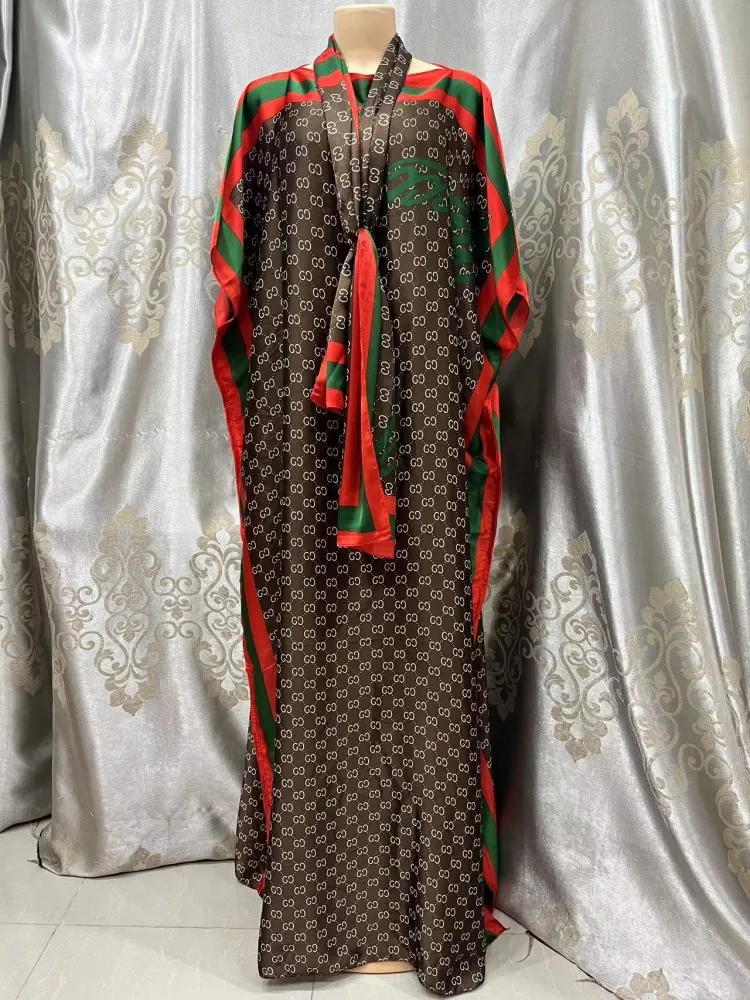 Features and specifications: Abayas + Headscarf  1 inch (in) = 2.54 centimeters (cm)  Printed Floral Silk Abayas Headscarf  Bust