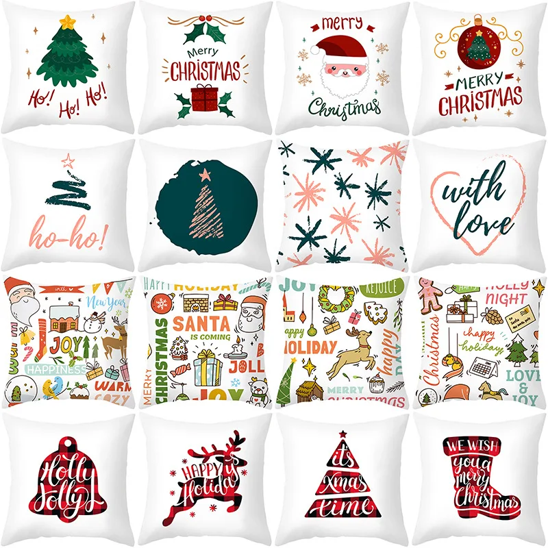 

New Christmas Pillowcase Letter Cushion Cover Cartoon Printing Pillow Case Christmas Series Sofa Cushion Cover Home decor