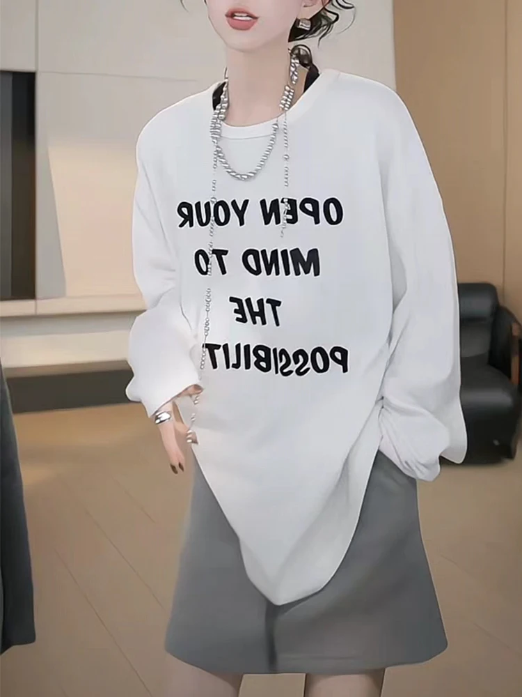 Plus Size European Goods Autumn and Winter 2024 New Sanding Long sleeves Shirt Women Retro Print Idle Sle Mid-Length Base Top