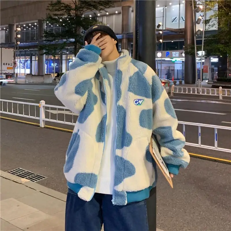 

Мужская трендовая уличная одежда в стиле Харадзюку, зимняя утепленная куртка из овечьей шерсти, молодежная версия, корейский свитшот для пары, рубашка