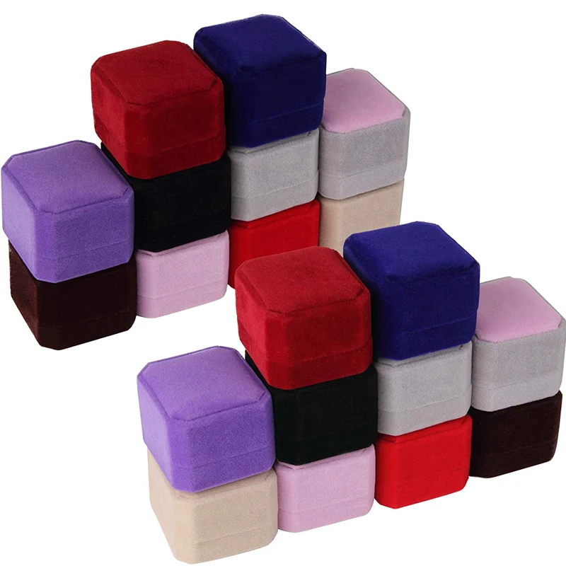 Velvet Wedding Ring Boxes Necklace Display Case Gift Container Case For Jewelry Packaging Wholesale