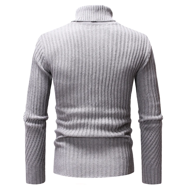 New Autumn Winter Fashion Brand Clothing Men's Sweaters Warm Slim Fit Turtleneck Pullover Knitted Sweater Men Grey White Black