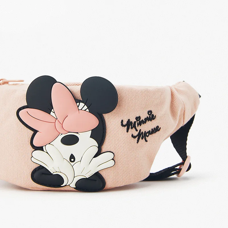 

in Stock, Minnie Mickey Mouse Printed Za Waist Bag Children's Canvas Crossbody Bag Mini Cute Chest Bag for Women