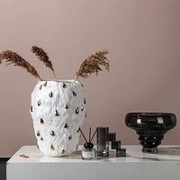 luxurious new design gold painted large size white ceramic vase floor for weddinghome decoration