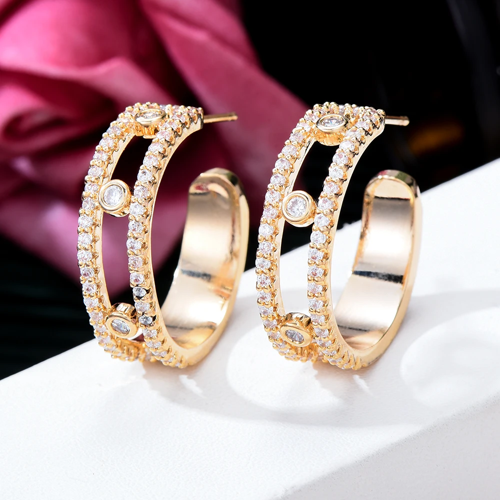 

Siscathy Роскошные африканские серьги-подвески в нигерийском стиле, женские серьги с кубическим цирконием, модные ювелирные украшения для праз...