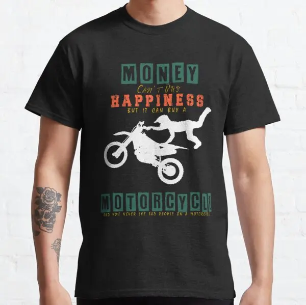 

Vintage Money can t Happiness Motorcycle t shirt for HONDA Buell Husaberg BMW Triumph Cagiva BSA