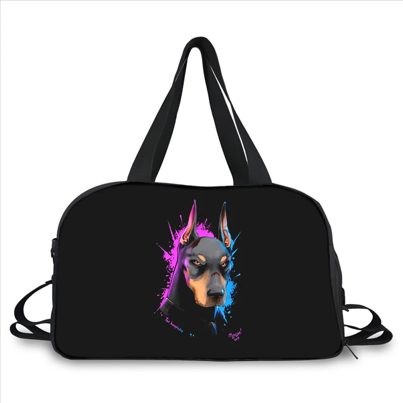 Doberman cool dog 3D printing fashion trend portable large capacity multi-function messenger bag travel bag