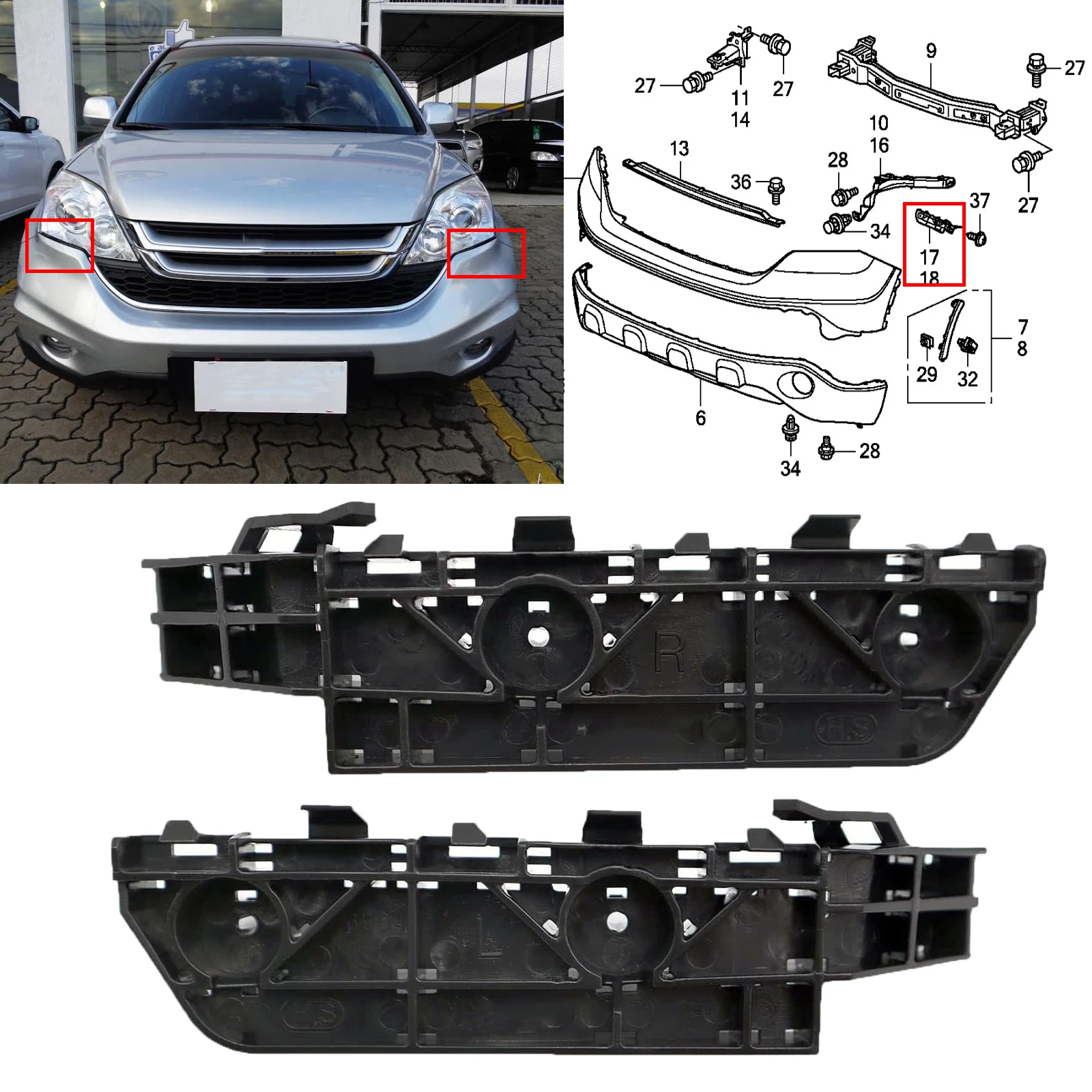 

71198-SWA-003 1Pair Front Left+ Right Bumper Guide Mount Bracket Grille Retainer Fit for Honda CRV CR-V 2007 2008 2009 2010 2011