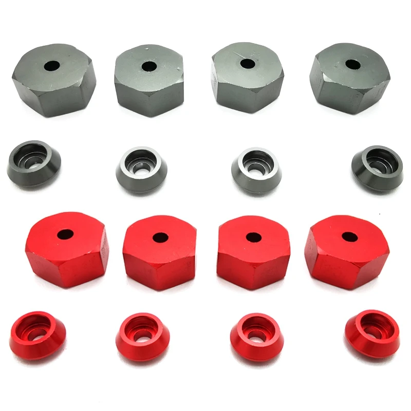

8PCS 5Mm To 12Mm Metal Combiner Wheel Hub Hex Adapter Titanium Color & Red