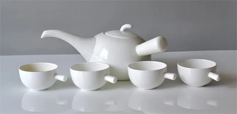 Creative Designed, Bone China Tea Pot Set , Factory Direct Glaze Teapot for Tea, Five-piece Set, Plain White Ceramic Coffee Mugs
