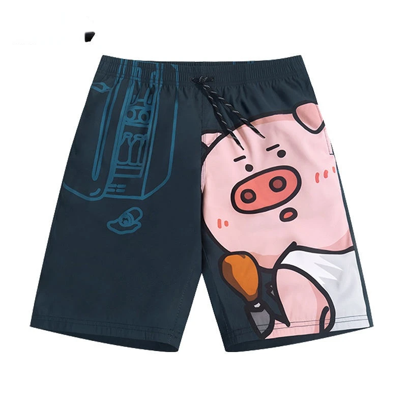 Summer New Haomai Pig Shorts Large European and American Loose Beach Pants Youth Couple Sports Funny Pattern Casual Pants traf