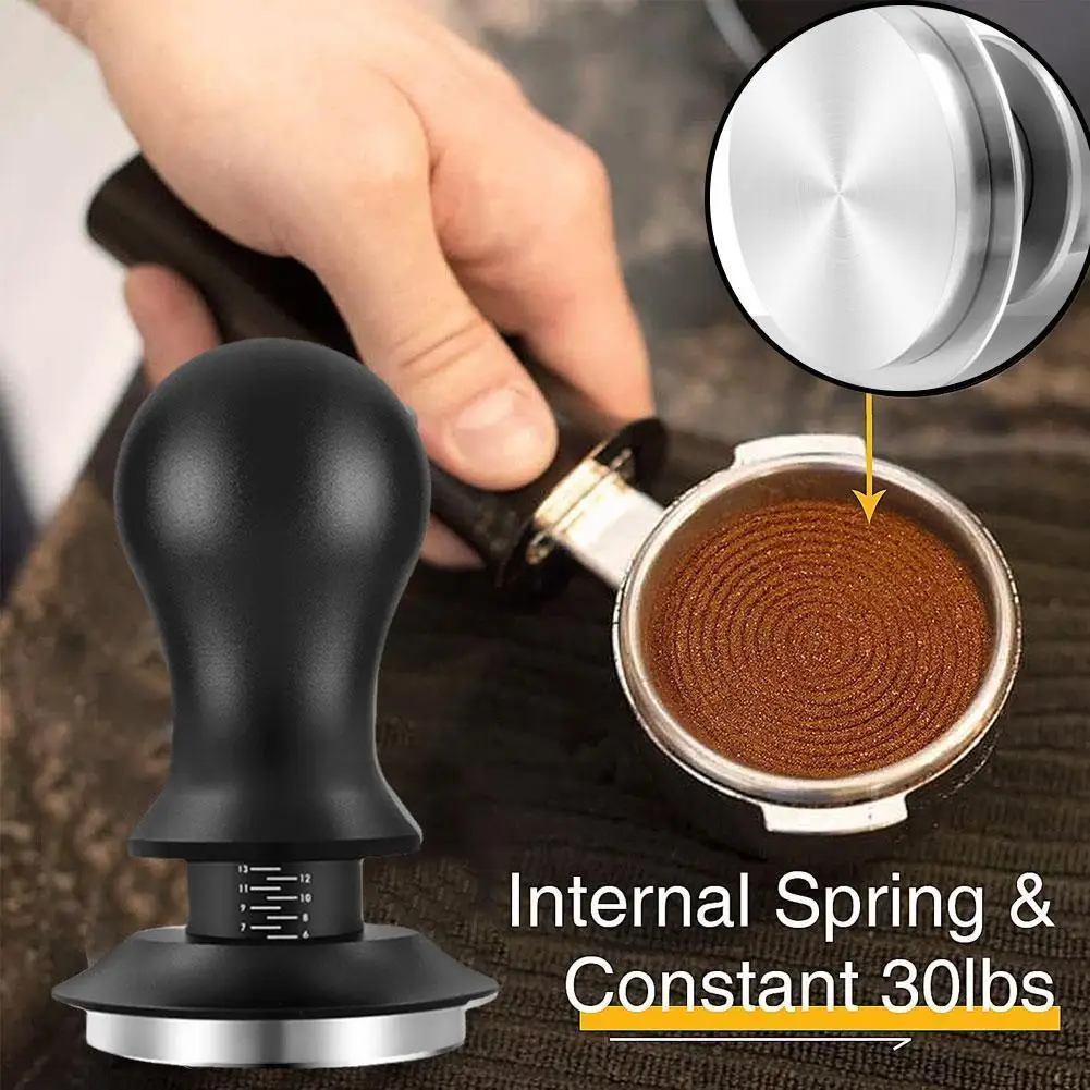 

51/53/58mm Adjustable Depth Calibrated Coffee Tamper Espresso Steel Pressure Tools Deviation Distributor Stainless Anti E2N6