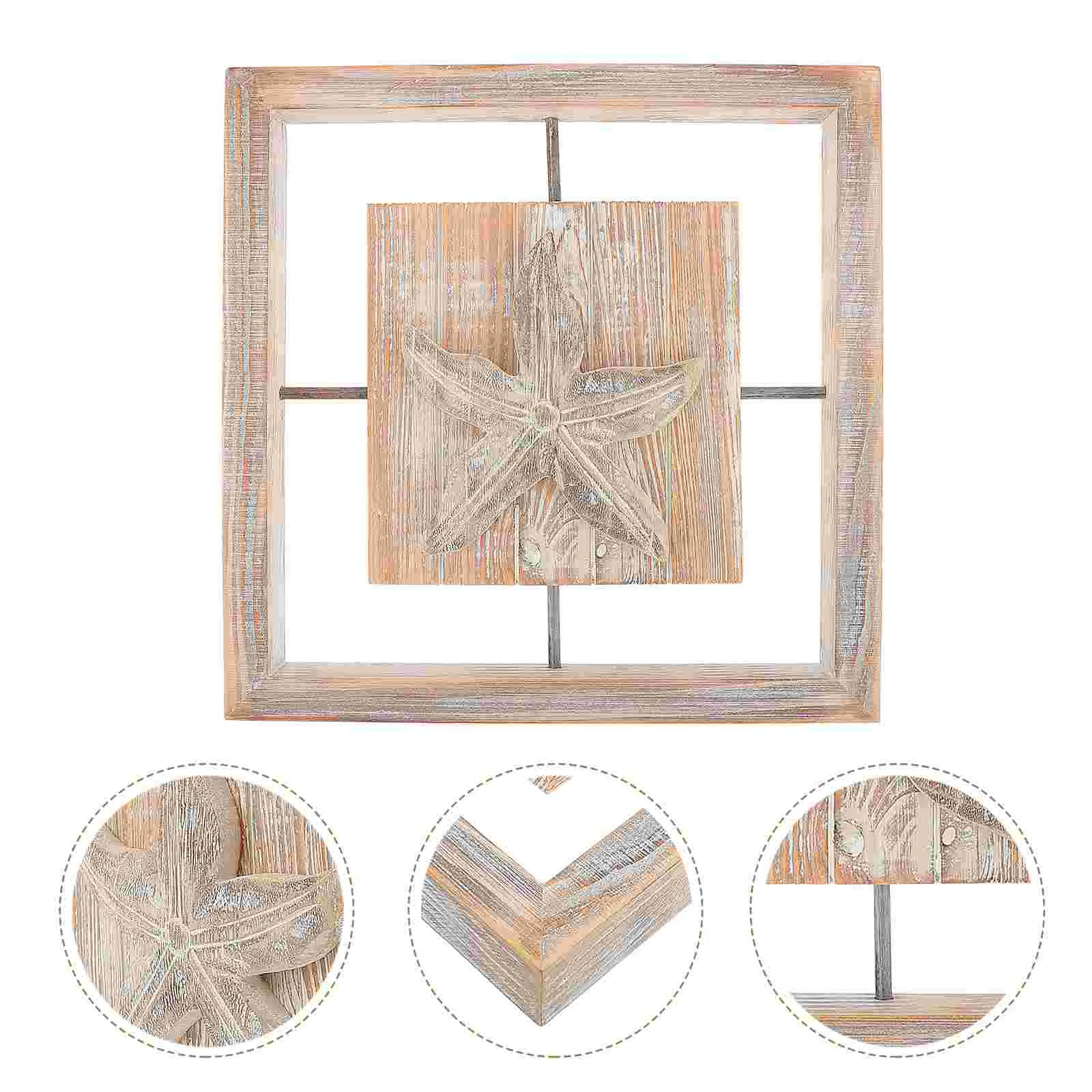 

Wooden Fish Relief Painting Seaside Rustic Decor Beach Wall Hanging Picture