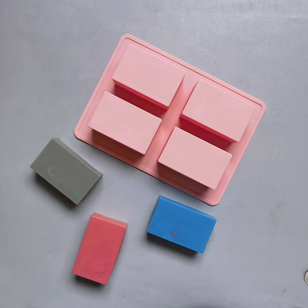 

4 Cavities Square Silicone Cake Mold Diy Handmade Silicone Candle Mold Rectangular 100ml Hand Soap Mold Home Demomation Gifts