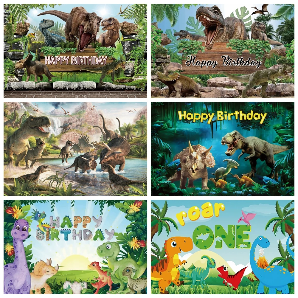 

Dinosaur World Baby Birthday Backdrops For Photography Forest Newborn Photo Photographic Background Photocall Child Photo Studio