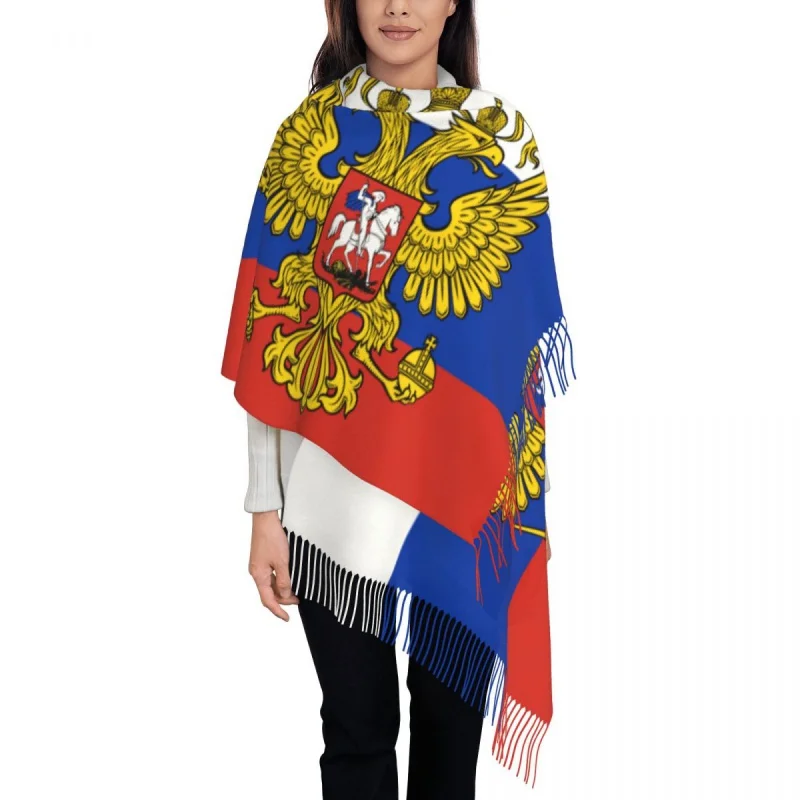 

Ladies Large Flag Of The President Of Russia Scarves Women Winter Fall Soft Warm Tassel Shawl Wraps Coat of Arms Scarf