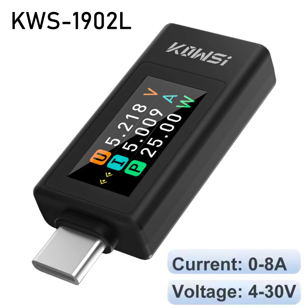 JUANJUAN KWS-X1 Тестер зарядки Type-C 4-30В 0-12А