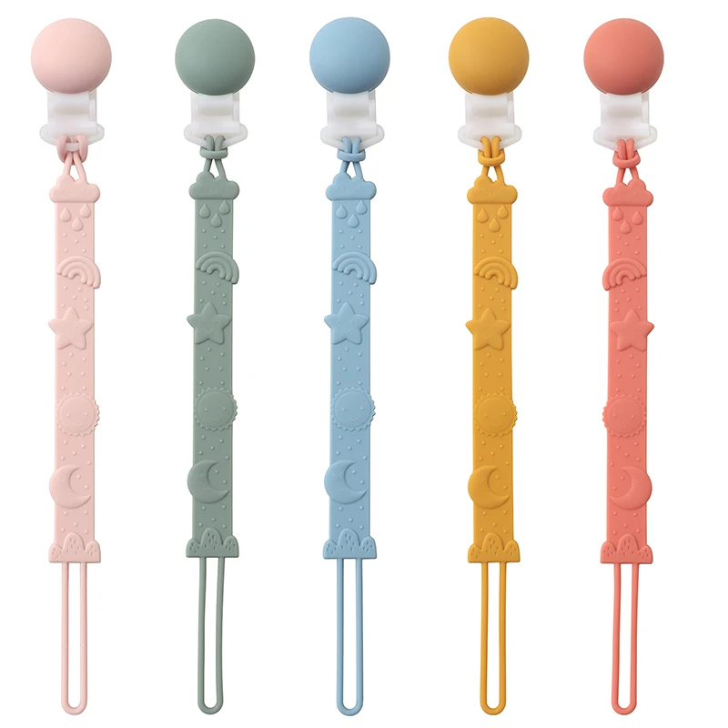 BPA Free Anti-drop One-piece Food Grade Silicone Baby Pacifier Clip RUST-FREE Dummy Holder Nipple Clip Baby Accessories