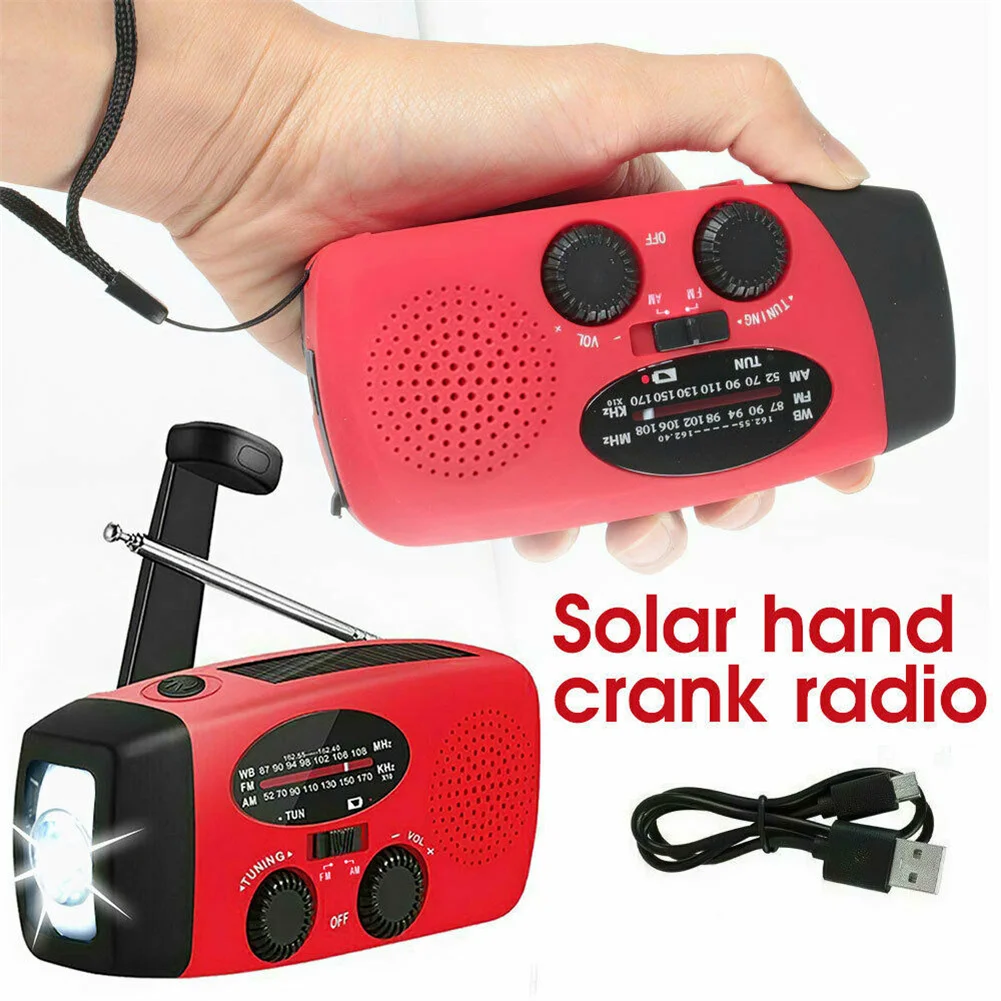

Bearham Hand Crank Radio Ipx3 Waterproof Portable AM FM Solar Radio USB Rechargeable Torch 3-LED Flashlight Light Notfallradio