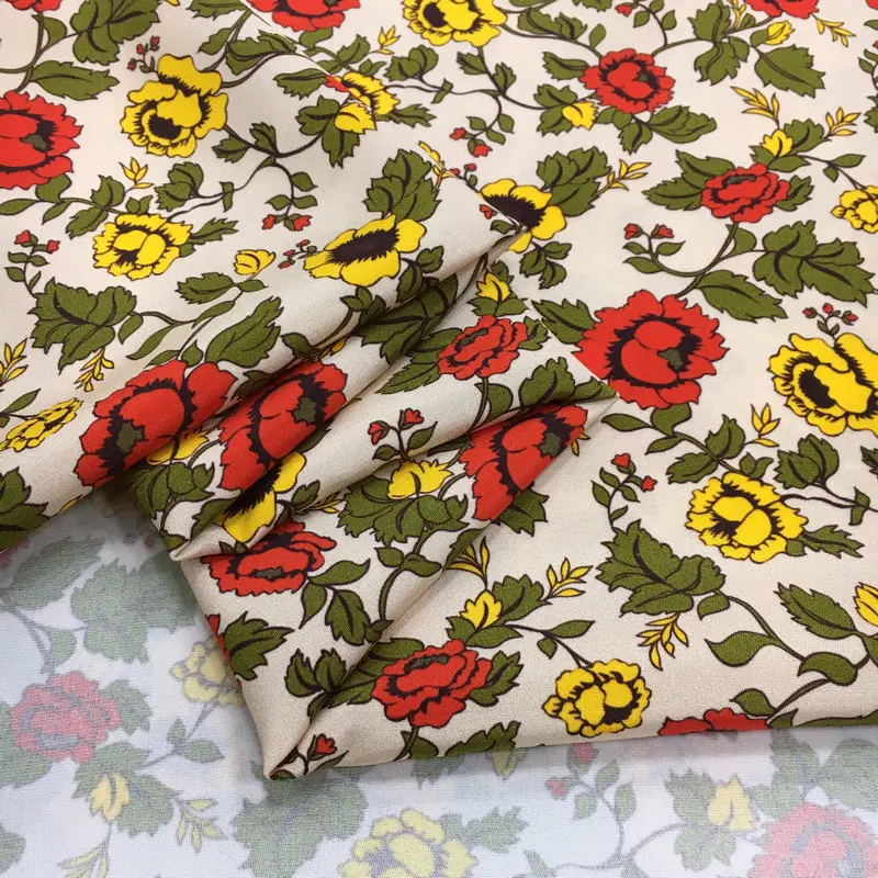 Роскошная брендовая бежевая имитация шелка стрейчевая атласная ткань высокого