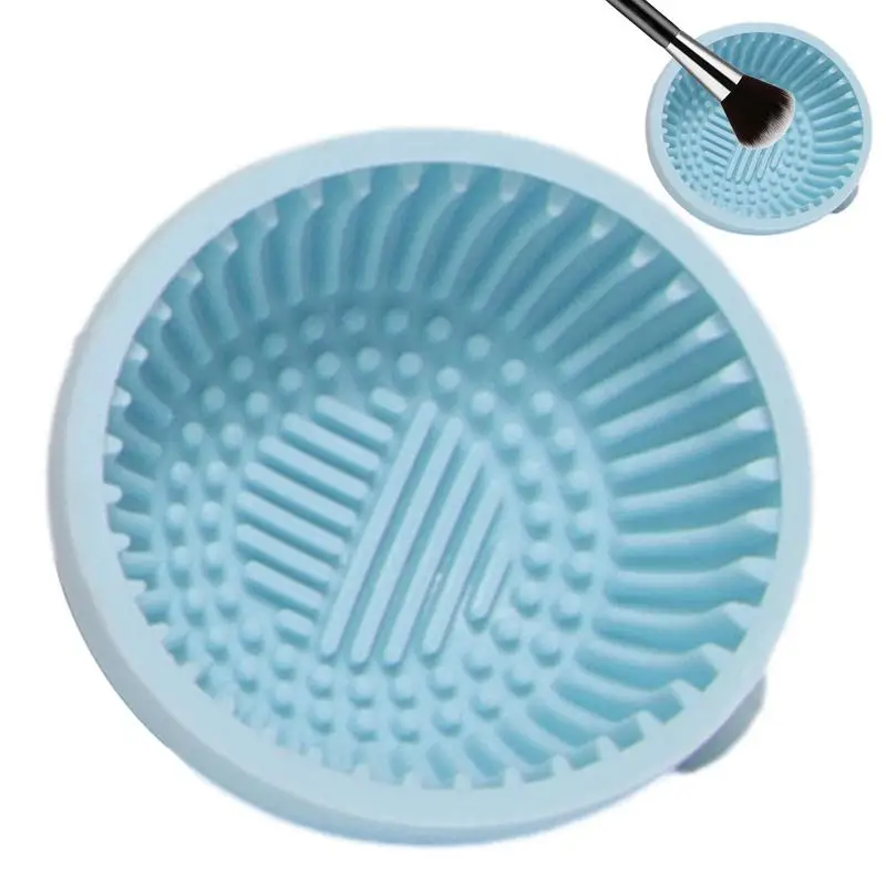 

Cosmetic Brush Cleaning Bowl Silicone Makeup Brush Washing Bowl Hemispherical Shape Partition Raised Texture Eye Shadow Brush