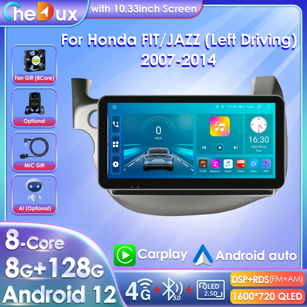 10.1inch 2Din Carplay 4G-LTE Autoradio Car Radio for HONDA FIT JAZZ 2007-2013 Multimedia Video Player SWC BT RDS DSP Head Unit