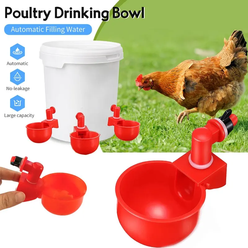 

Automatic Chicken Water Cup Poultry Waterer Bowl Kit Farm Coop Poultry Drinking Water Feeder for Chicks Duck Goose Turkey Quail