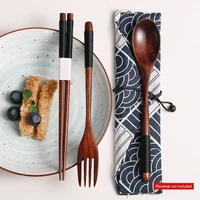 wood tableware wooden cutlery portable sets travel dinnerware suit environmental
