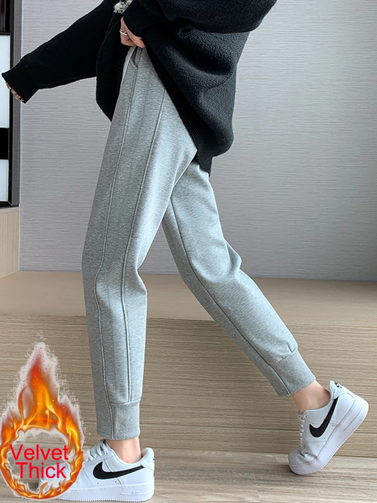 Спортивные брюки-карандаш женская одежда осенне-зимние новые бархатные толстые