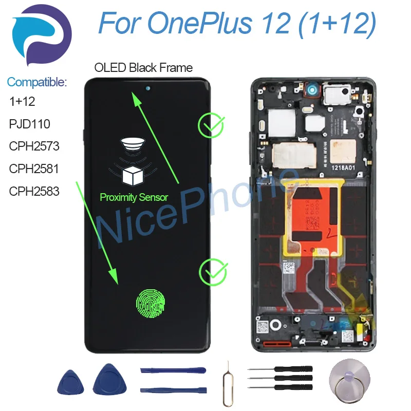 Фото Для ONEPLUS 12, дигитайзер сенсорного экрана в сборе, ЖК-экран PJD110, CPH2573, CPH2581, CPH2583, 1 + 12 экран №3