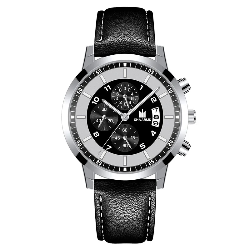 New fashion men's business calendar watch leather strap watch men's luminous military sports quartz watch men's