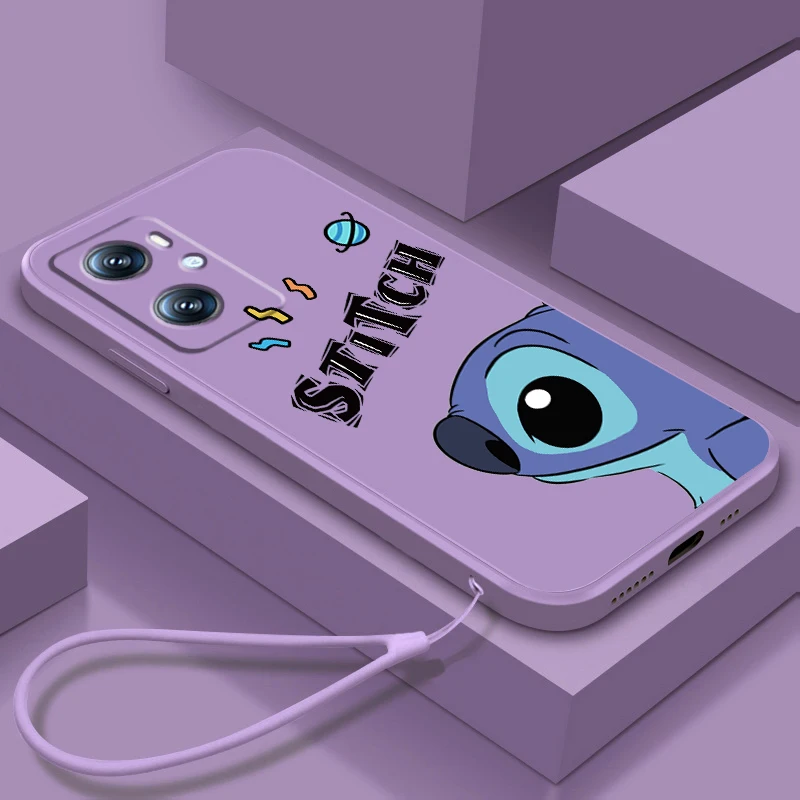 

Phone Case For OPPO Find X6 X5 X3 Lite A96 A94 A93 A77 A76 A74 A72 A57 A53S A16 5G Disney Anime Stitch Cute Art Liquid Rope