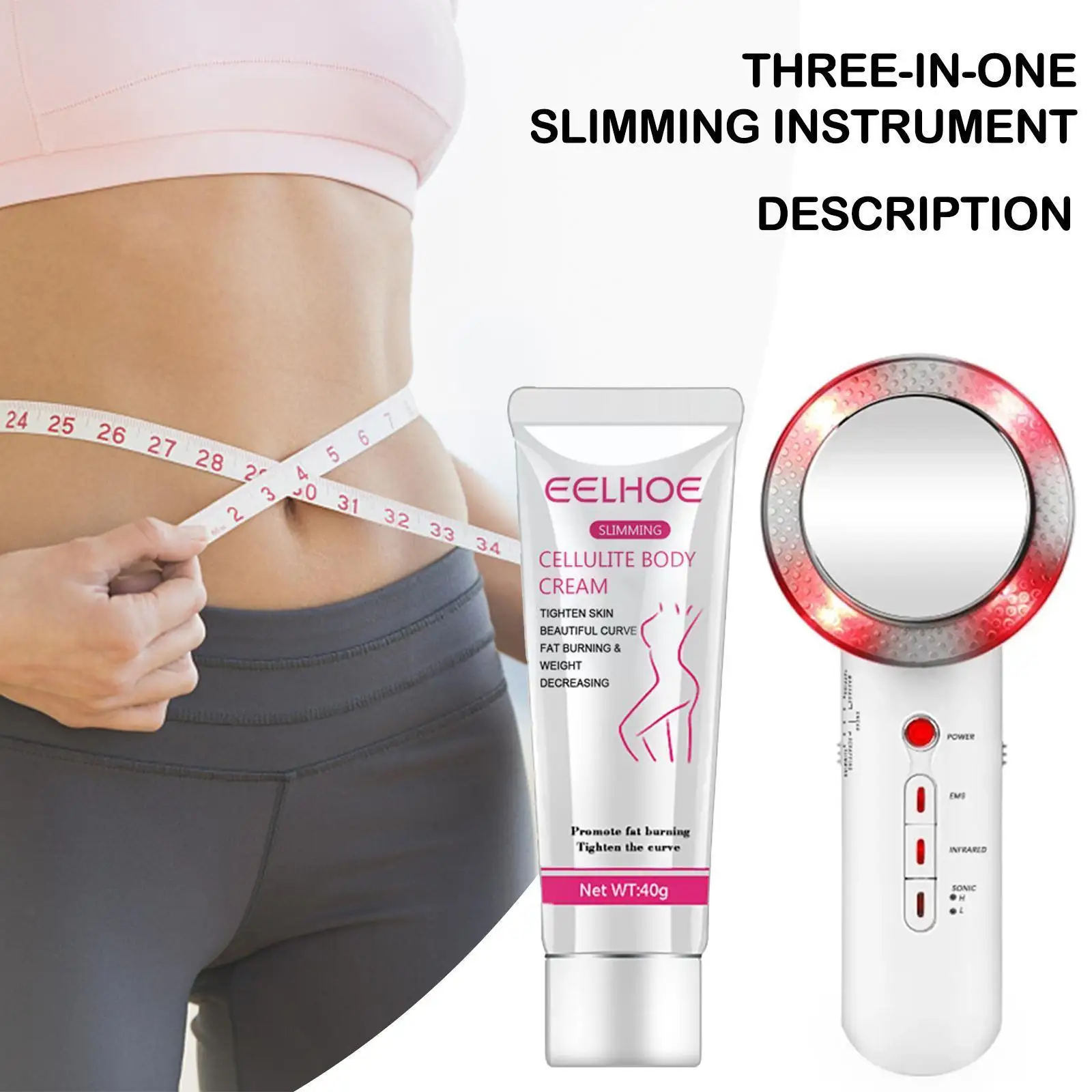 

3 In 1 Facial Lifting EMS Infrared Ultrasonic Body Cavitation Beauty Massager Burner Device Face Fat Slimming Machine Ultra N3D2