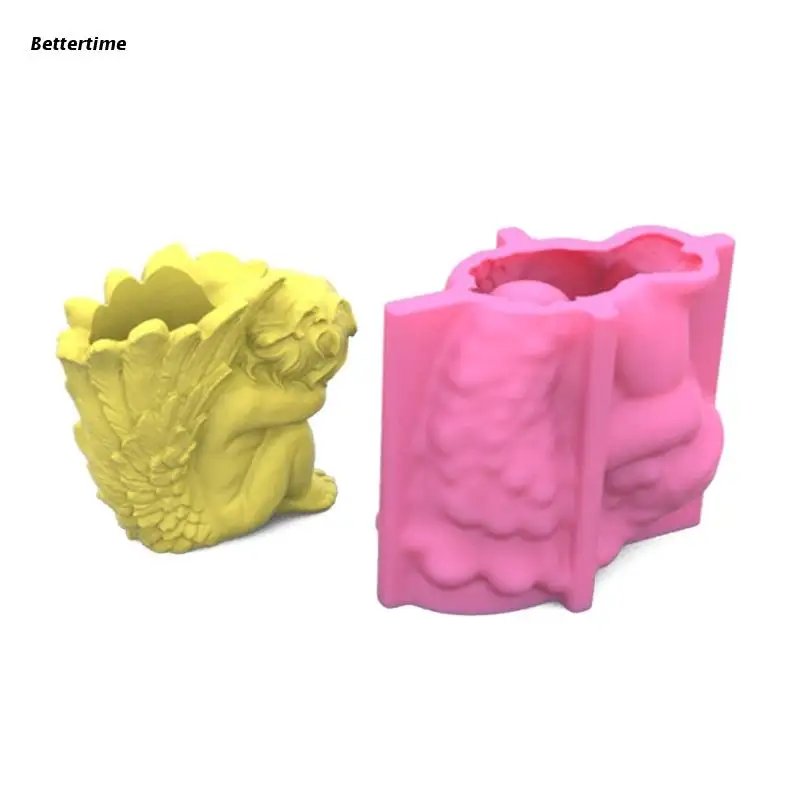 

B36D Angel Flower Pot Mold Silicone Plants Flowers Planter Mould Casting Concrete