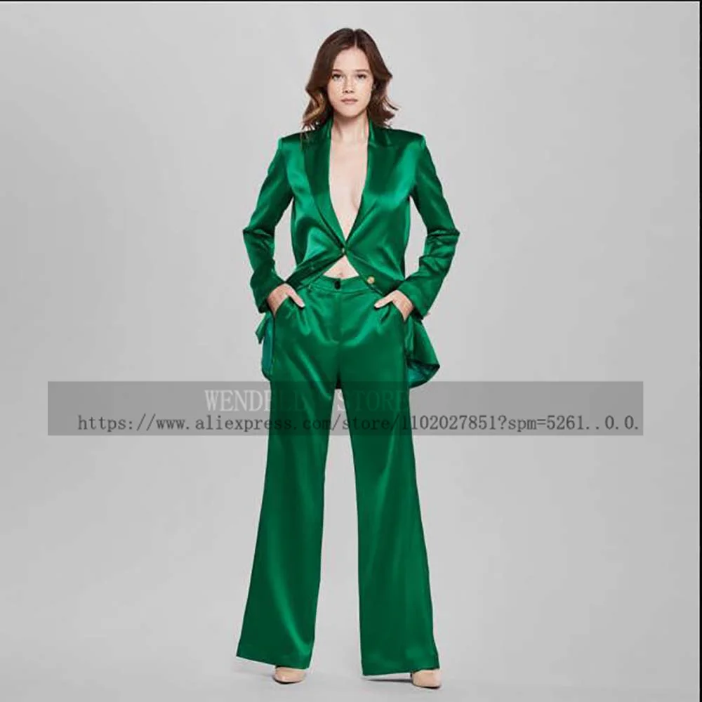 Women's Two Piece Pants Set Woman 2 Pieces Elegant Traf Man Dresses for Prom Single-breasted Wrought Cloth Trouser Sets Shiny