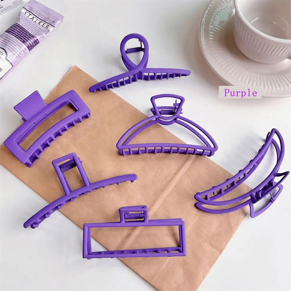 

Women Girls Elegant Hollow Geometric Purple Metal Hair Claw Vintage Hair Clips Headband Hairpin Hair Jaw Clip