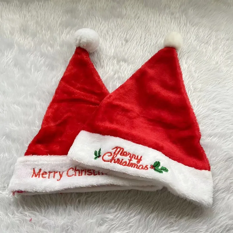 

New Christmas Hat Letter Embroidery Snowflake Plush Christmas DIY Decorations Holiday Accessories