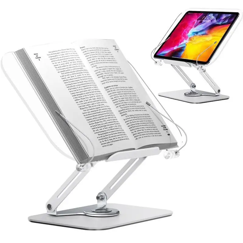 

Tabletop Book Stand 360 Rotatable Textbook Display Holder Multifunctional Desktop Ricer For Cookbook Sheet Music Laptop Recipe