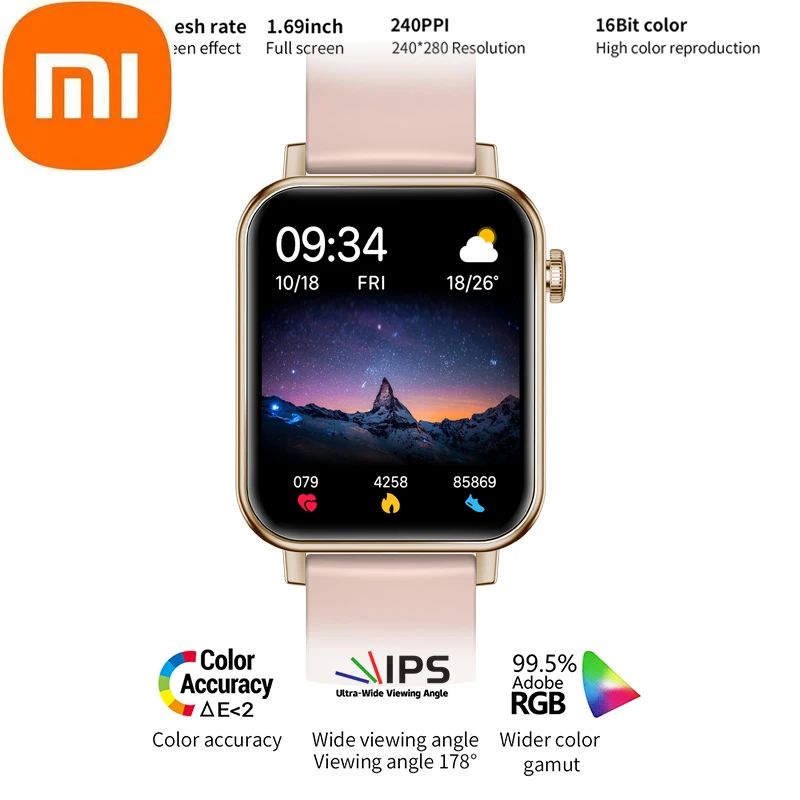 

XIAOMI 2022 New Smart Watch Women Men 1.69‘’ Full Touch Screen Smartwatch Heart Rate Blood Pressure Bluetooth Call for Children