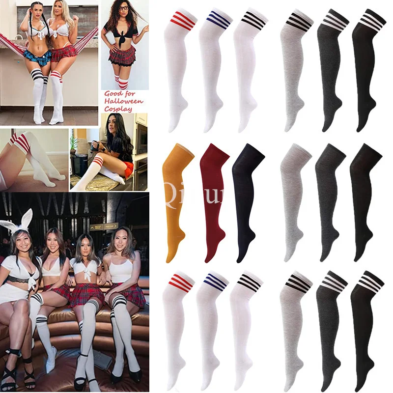 

Compression Socks Black White Striped Long Socks Women Thigh High Socks Over Knee Stockings Lolita Ladies Girls Knee High Socks