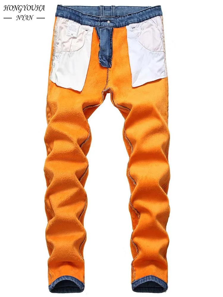 2022 New Winter Men Black Jeans Male Blue Loose Big Size Jeans For Men Casual Stretch Thick Velvet Pants Warm Jeans Gray Pants