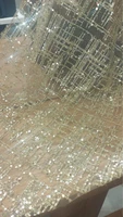 glitter lace fabric shining sequin mesh fabric french gold striped transparent wedding dress apparel fabric sf10